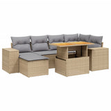 7 Piece Garden Sofa Set with Cushions Beige Poly Rattan 3272739