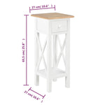 ZNTS Side Table White 27x27x65.5 cm Wood 280057