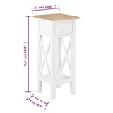 ZNTS Side Table White 27x27x65.5 cm Wood 280057