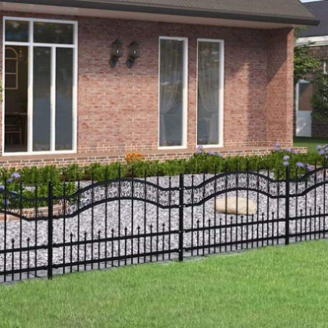 ZNTS Garden Fence with Spear Top Black 115 cm Powder-coated Steel 151084