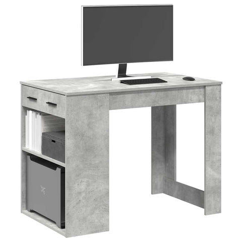 ZNTS Desk with Drawer and Shelf Concrete Grey 102x62x77.5 cm Engineered Wood 858689