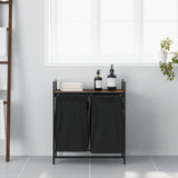 Laundry Basket 2 Compartments with Shelf Brown Oak 859069