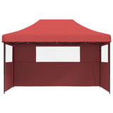 ZNTS Foldable Party Tent Pop-Up with 3 Sidewalls Burgundy 4004971