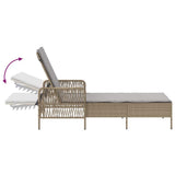Sun Lounger Beige and Light Grey 55 x 200 x 92 cm Poly Rattan 365428
