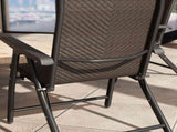 Set of Four Folding Garden Chairs, with Seven-Position Adjustable Backs, Dark Brown T3398P328041