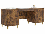 Desk with Shelf Smoked Oak 142.5 x 50 x 75 cm Engineered Wood 3414599