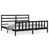 Bed Frame without Mattress Black 200x200 cm Solid Wood Pine 3191930