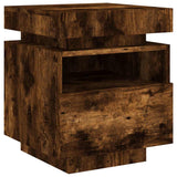 Bedside Cabinet with LED Lights Smoked Oak 40x39x48.5 cm 836792