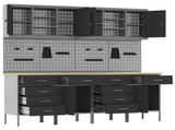 Work Cabinet with Drawer 10 pcs Black Engineered Wood and Steel 3321488
