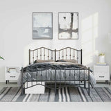 Metal Bed Frame without Mattress with Footboard Black 150x200cm 373809