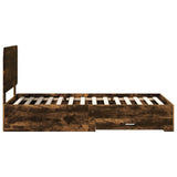 Bed Frame with Headboard Smoked Oak 90 x 200 cm Engineered Wood 3412832