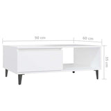 Coffee Table White 90x60x35 cm Engineered Wood 806004