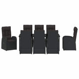 Garden Dining Set with Cushion 9 pcs Black Poly Rattan 3379526