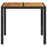 Garden Table with Acacia Wood Top Black 90x90x75 cm Poly Rattan 365529
