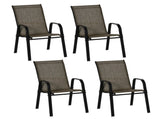 Set of Four Stackable Mesh Seat Chairs - Mixed Brown T3398P323796