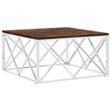 Coffee Table Stainless Steel and Solid Wood Reclaimed 349973