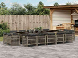 15 Piece Garden Dining Set with Cushions Grey Poly Rattan 3211052