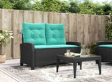 Reclining Garden Bench with Cushions Black Poly Rattan 368234