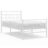 Metal Bed Frame without Mattress with Footboard White 100x200cm 355721