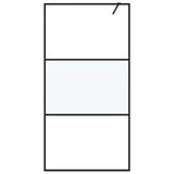 Walk-in Shower Wall Black 100x195 cm Half Frosted ESG Glass 152107