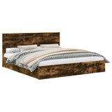 Storage Bed with Drawer Smoked Oak 180 x 200 cm Engineered Wood 3410774