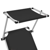 Sun Lounger Black Aluminium, Textilene Standard adult size 312458