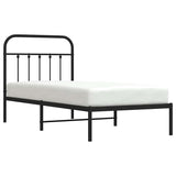 Bed Frame Black Powder-Coated Steel Single Industrial Bed Frame 352571