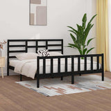 Bed Frame without Mattress Black 200x200 cm Solid Wood Pine 3107637