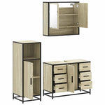 ZNTS 3 Piece Bathroom Furniture Set Sonoma Oak Engineered Wood 3300991