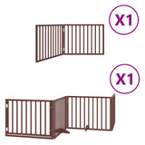 Dog Gate with Door Foldable 6 Panels Brown 480 cm Poplar Wood 3155577