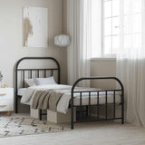 Metal Bed Frame without Mattress with Footboard Black 80x200cm 353644