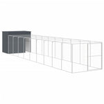 Dog House with Run Anthracite 214x1069x181 cm Galvanised Steel 3189123