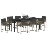 Garden Dining Set 9 pcs Grey Poly Rattan 3380752