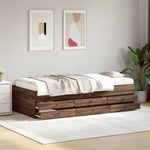 ZNTS Daybed with Drawers without Mattress Brown Oak 75x190 cm Small Single 3280894