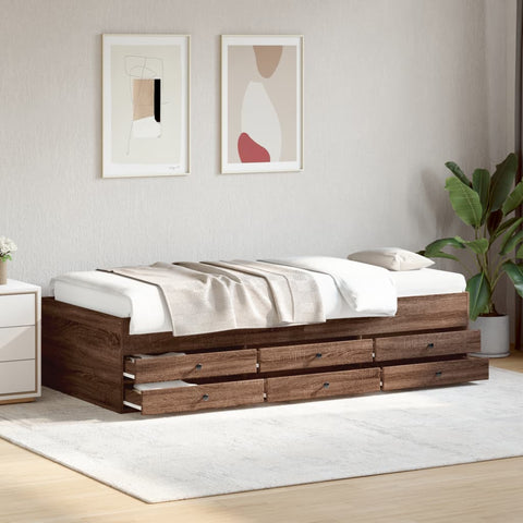 ZNTS Daybed with Drawers without Mattress Brown Oak 90x200 cm 3280880