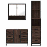 ZNTS 3 Piece Bathroom Furniture Set Brown Oak Engineered Wood 3301174