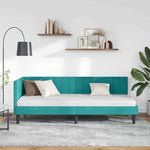 Corner Bed Frame with Headboard Turquoise 80 x 200 cm Velvet 42016416