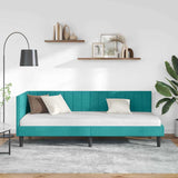 Corner Bed Frame with Headboard Turquoise 80 x 200 cm Velvet 42016416