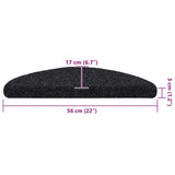 Stair Mats Self-adhesive 20 pcs 56x17x3 cm Black Half Round 3365669