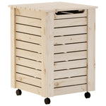 ZNTS Laundry Basket with Wheels RANA 45x45x64 cm Solid Wood Pine 4002325