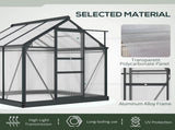 6 x 6ft Polycarbonate Greenhouse, Large Walk-In Green House with Slide Door and Window, Garden T3398P313628