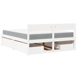 Bed with Drawers and Mattress White 140x200 cm Solid Wood Pine 3281899