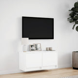 TV Wall Cabinet with LED Lights White 80x31x35 cm 852355
