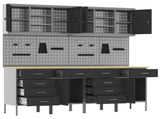 Work Cabinet with Drawer 10 pcs Black Engineered Wood and Steel 3321490