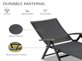 Outdoor Folding Sun Lounger, 5-Position Adjustable Chaise Lounge Chair with Aluminium Frame for T3398P377602