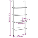 4-Tier Leaning Shelf Dark Brown and Black 64x35x152.5 cm 336383