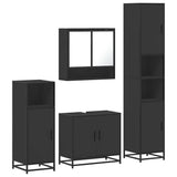 ZNTS 4 Piece Bathroom Furniture Set Black Engineered Wood 3301215