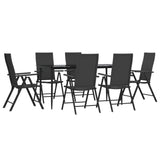 7 Piece Garden Dining Set Black Poly Rattan 3156517