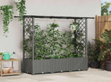 Raised Bed with Trellis and Roof Light Grey 162.5 x 40 x 136 cm 42032591