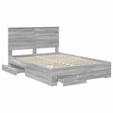 Bed Frame with Drawer Grey Sonoma 140 x 200 cm Engineered Wood 3411301